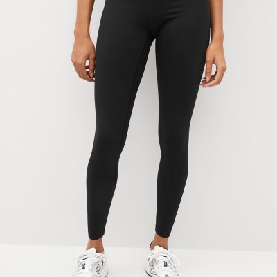 Leqinhk474550 Black Active Sports Tummy Control ed Dry Tech Full Length Sculpting Leggings