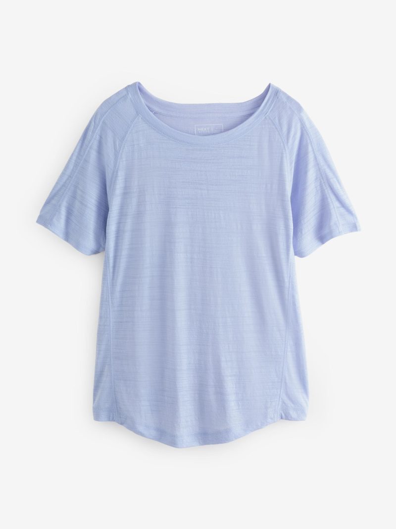 Leqinhk474526 Blue Crew Neck Lightweight Short Sleeve T-Shirt - Image 5