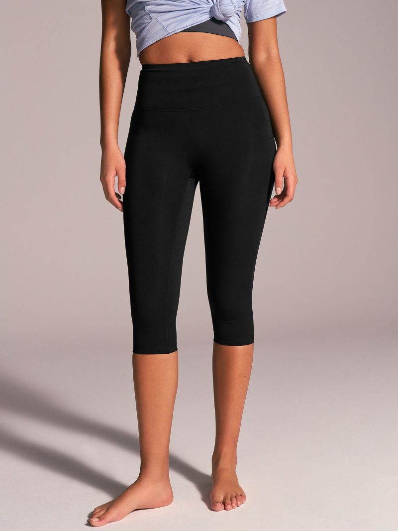 Leqinhk474555 Black Active Power Capri Leggings
