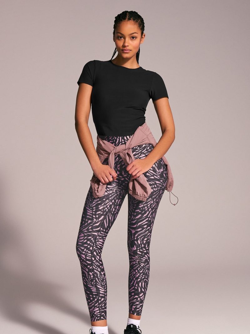 Leqinhk474564 Pink Swirl Power Active Sports Leggings