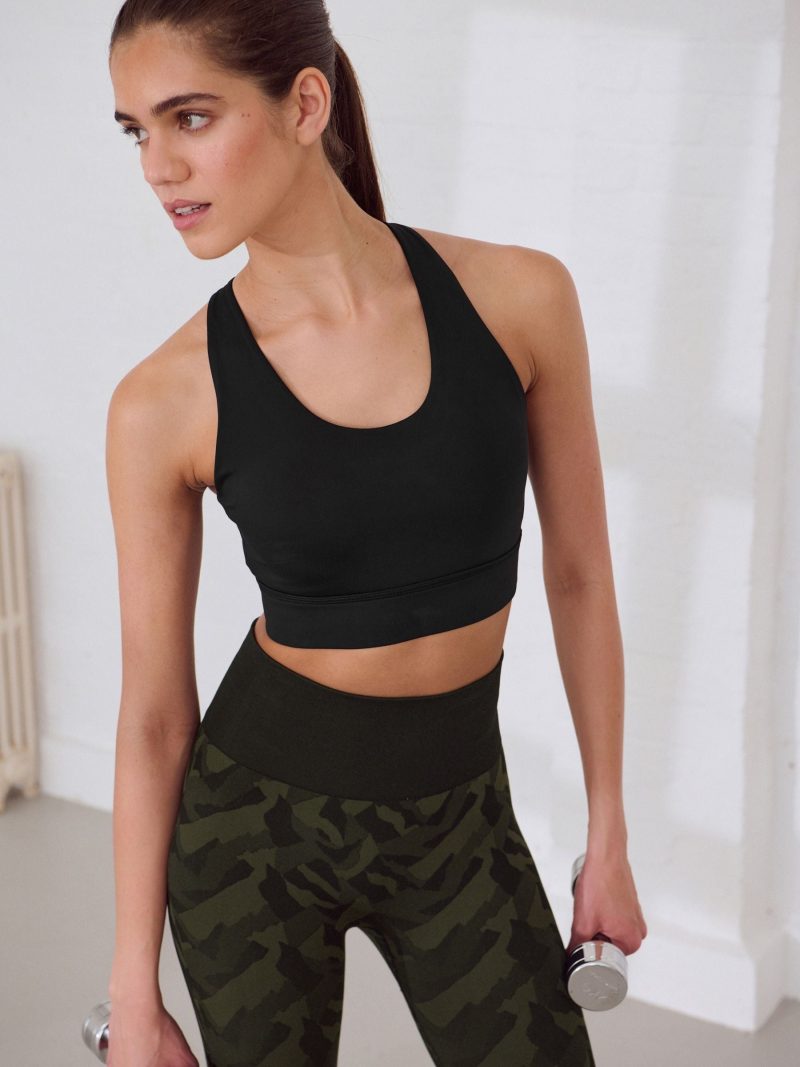 Leqinhk474522 Black Active Cross Back Bra - Image 2