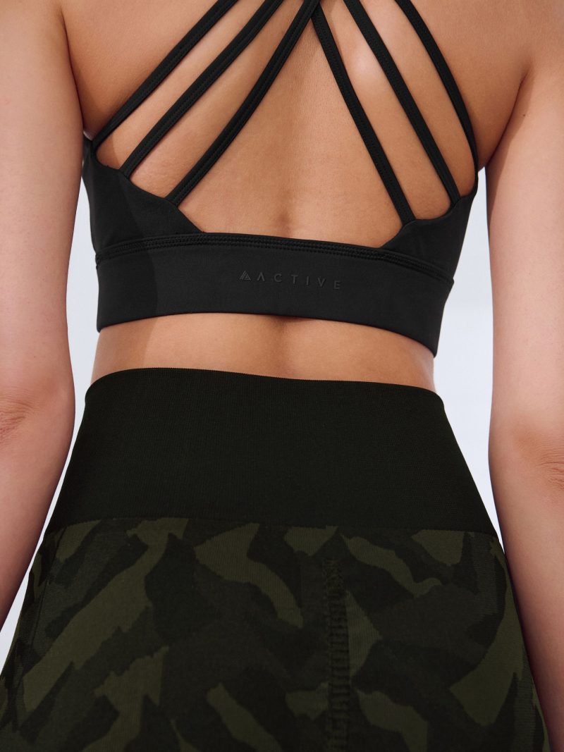 Leqinhk474522 Black Active Cross Back Bra - Image 3