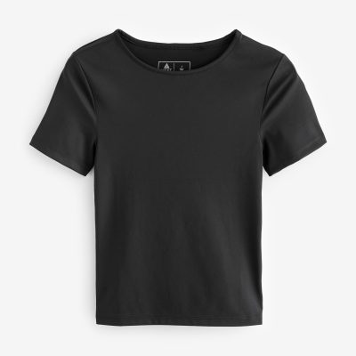 Leqinhk474544 Black Short Sleeve Workout T-Shirt