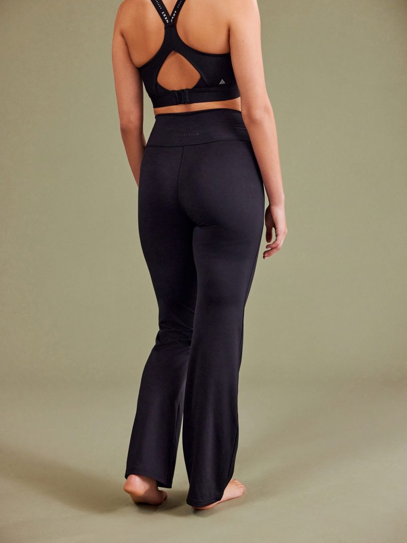 Leqinhk474553 Black Supersoft Dry Tech Flared Yoga Sports Leggings - Image 2