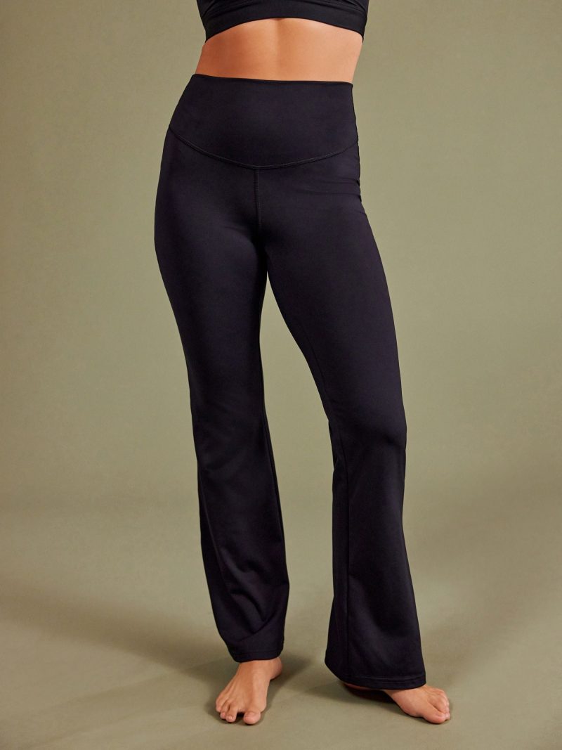 Leqinhk474553 Black Supersoft Dry Tech Flared Yoga Sports Leggings - Image 3