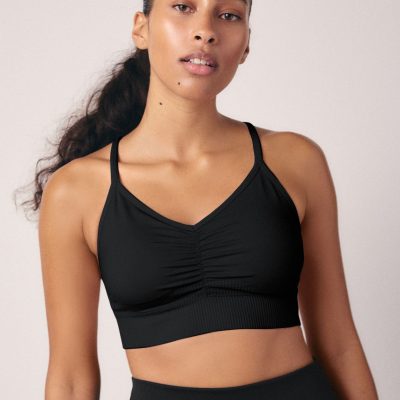 Leqinhk474519 Black Seamless Strappy Sports Bra