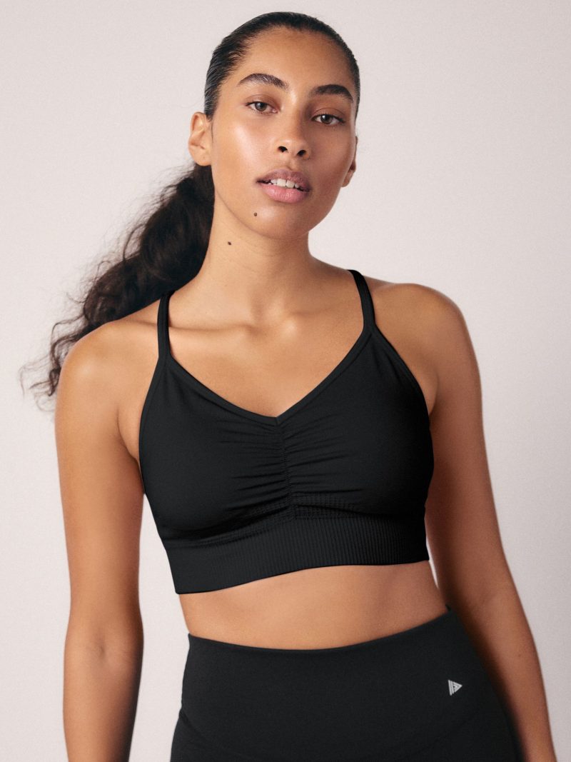 Leqinhk474519 Black Seamless Strappy Sports Bra