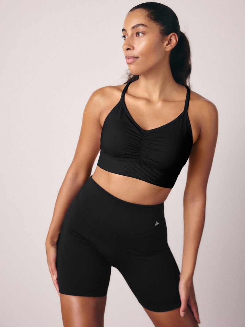 Leqinhk474519 Black Seamless Strappy Sports Bra - Image 5