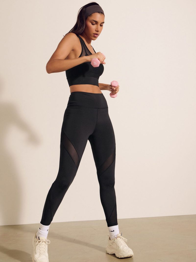 Leqinhk474563 Black Mesh Power Active Sports Leggings - Image 2