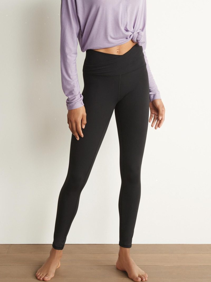 Leqinhk474557 Black Balance Wrap Front Yoga Leggings