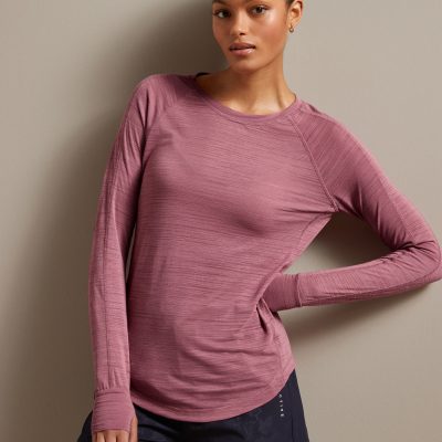 Leqinhk474538 Pink Active Lightweight Long Sleeve Top