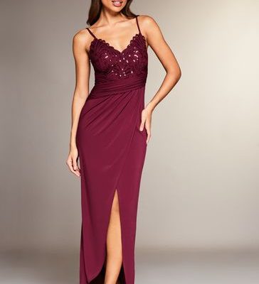 Leqinhk474571 Red Applique Lace Cami Maxi Dress