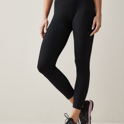 Leqinhk474559 Black Ribbed Seamless  Leggings