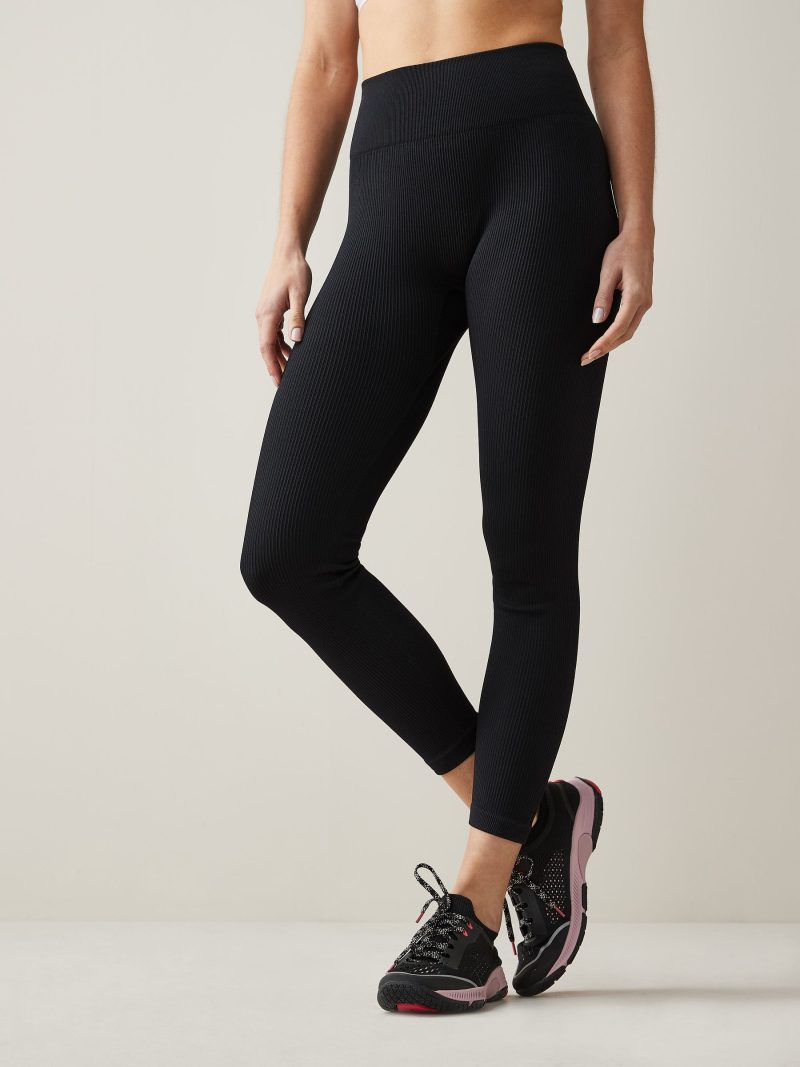 Leqinhk474559 Black Ribbed Seamless  Leggings