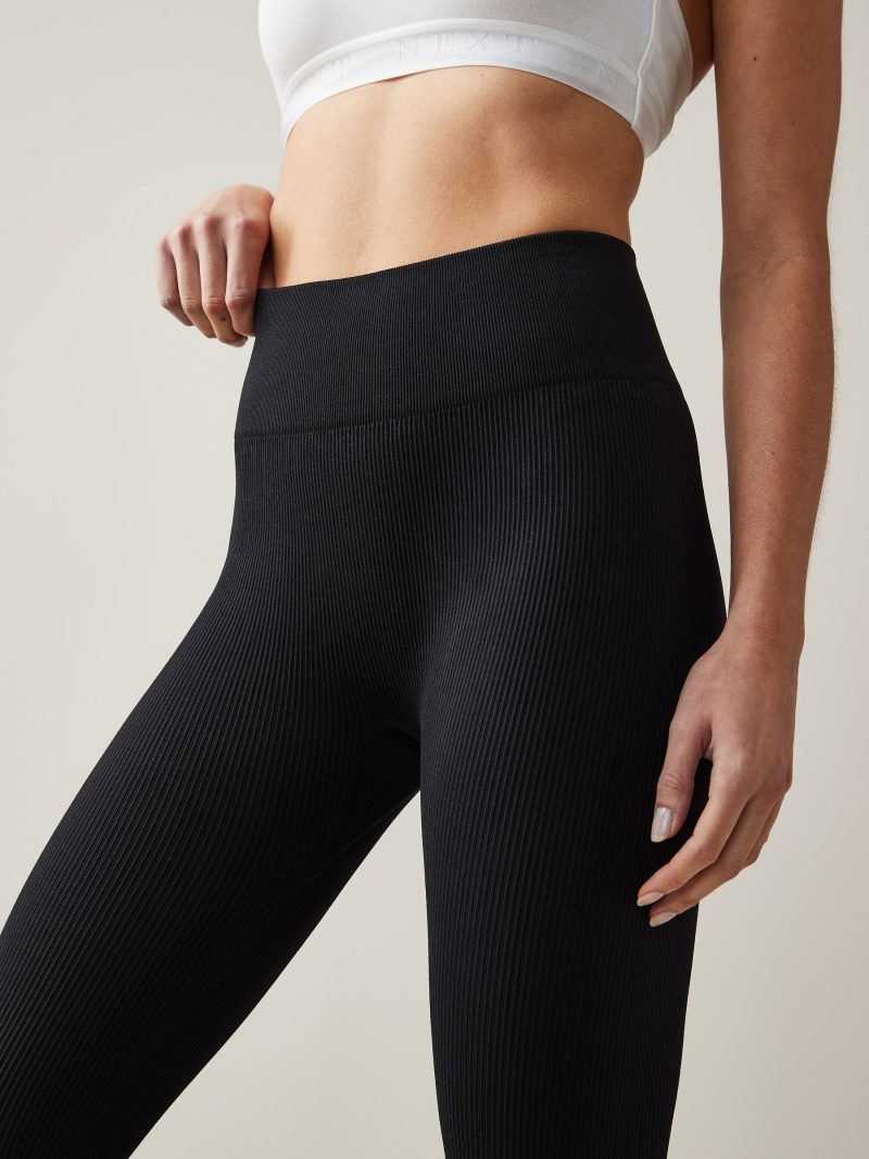 Leqinhk474559 Black Ribbed Seamless  Leggings - Image 3