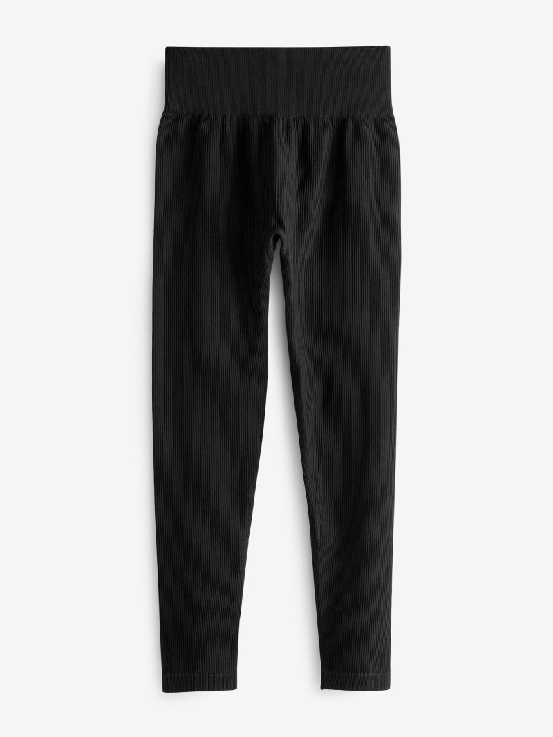 Leqinhk474559 Black Ribbed Seamless  Leggings - Image 4